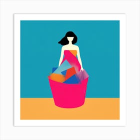 Woman In A Basket 12 Art Print