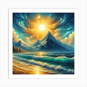 Sunset On The Beach 1 Art Print