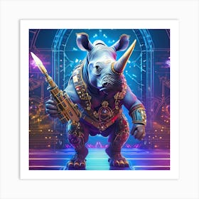 Bodyguard Rhino Steampunk Fashion Art Print