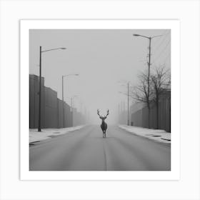 Deer In The Street Art Print