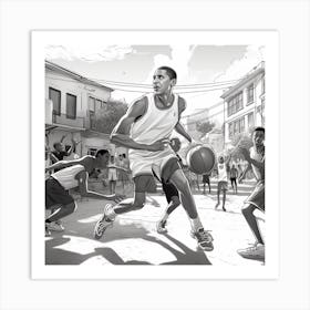 Obama Basketball Coloring Page 2 Art Print