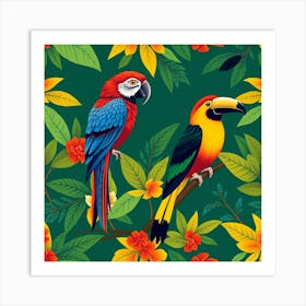 Colorful Parrots 2 Art Print