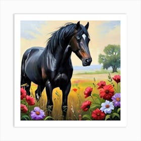 Black Horse Art Print