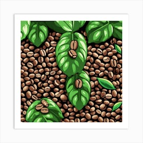 Coffee Beans Seamless Pattern Art Print