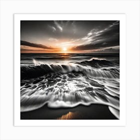 Sunset At The Beach 445 Art Print