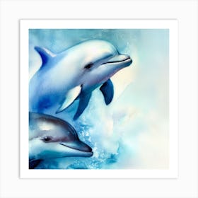 Marine Muse: Dancing Dolphins Art Print