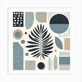 Scandinavian style, Abstraction with tropical leaf 2 Art Print