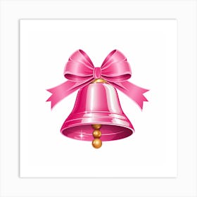 Pink Christmas Bell Art Print
