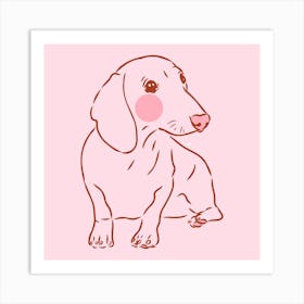 Pink Sausage Dog | Dachshund 1 Art Print