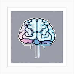 Brain On A Grey Background 2 Art Print