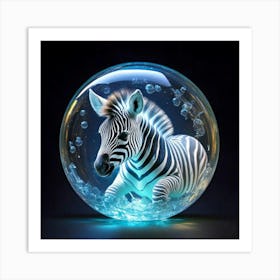 Firefly Bioluminescent Baby Zebra Sleeping In A Floating Bubble 9631 (2) Art Print