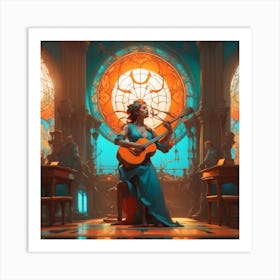 Woman With A Guitar Art Print