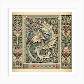 William Morris Inspired Patterns Embellishing The Pages Of An Antique Book, Style Vintage Printmaking 3 Art Print