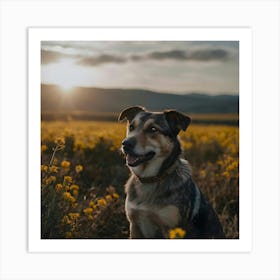 Dog In A Field Art Print