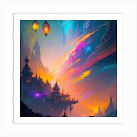 An Abstract Color Explosion 4, that bursts with vibrant hues and creates an uplifting atmosphere. Generated with AI, Art style_Mystical,CFG Scale_10,Step Scale_50. Art Print