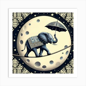 Elephant On A Rope 1 Art Print