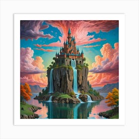 Enchanted Heights The Castle Of Cascading Waters (14) Art Print