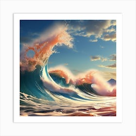Ocean Waves At Sunset Art Print