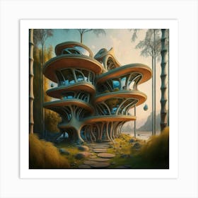 Huge colorful futuristic house design with vibrant details 10 Art Print