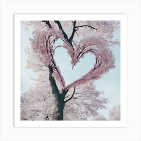 Heart Tree Pink Leaves Love Is In Bloom Art Print