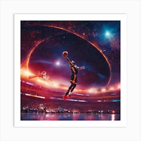 Basketball Player In Space Art Print