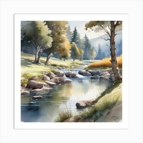 Watercolor Of A River 12 Art Print