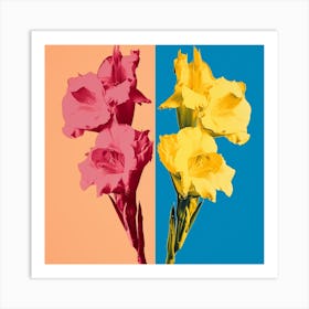 Andy Warhol Style Pop Art Flowers Gladiolus 2 Square Art Print