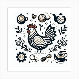 Scandinavian style, chicken 3 Art Print