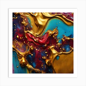 Colorful Marble Abstract Liquid Paint Art Print