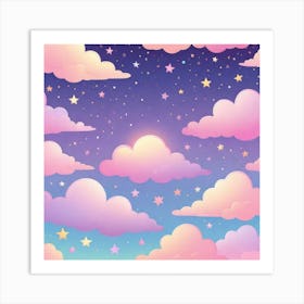 Sky With Twinkling Stars In Pastel Colors Square Composition 25 Art Print