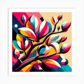 Abstract modernist Magnolia tree 2 Art Print