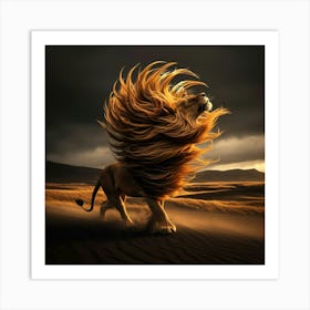 Lion In The Desert Art Print