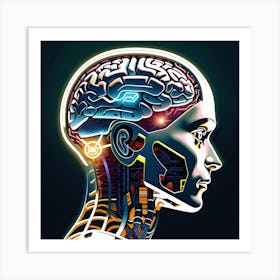 Futuristic Woman With Brain Art Print