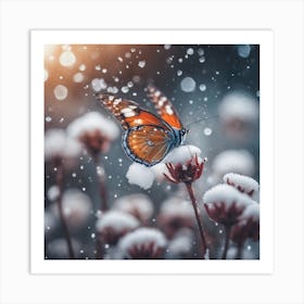 Butterfly In The Snow 2 Art Print