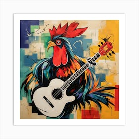 Rooster With Guitar Art Print