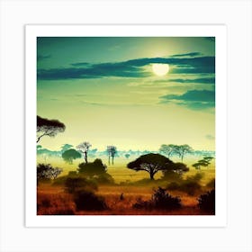 Sunset In The Savannah 3 Art Print