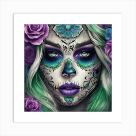 Day Of The Dead Green & Pink Poster