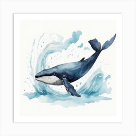 Whale Watercolor Painting Art Print