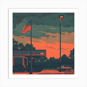 Sunset At The Diner Art Print