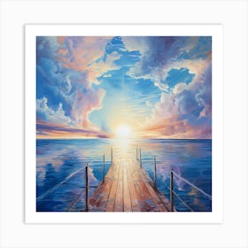 Harmony in Hues: Abstract Seascape Under the Azure Sky Art Print