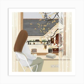 Girl Sitting At The Window Art Print