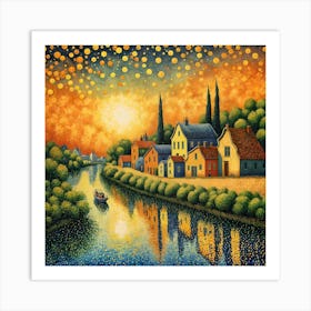 Sunset On The River 1 Art Print