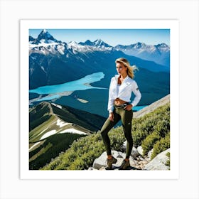 Woman On Top Of A Mountain 6 Art Print