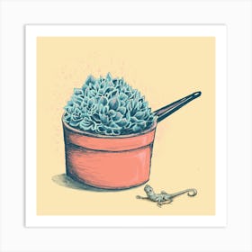 Retro Pot with Lizard Art Print