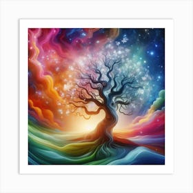 Abstract Tree Art: This artwork is inspired by the beauty and diversity of trees in nature. The artwork uses abstract shapes and colors to create a dynamic and harmonious composition of different types of trees. The artwork also has a sense of depth and perspective, giving the impression of a forest landscape. This artwork is suitable for anyone who loves nature and art, and it can be placed in a bedroom, study, or library. 1 Art Print