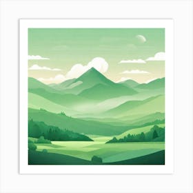 Misty mountains background in green tone 158 Art Print