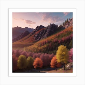 Autumn Trees In The Mountains Art Print