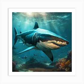 Concept Art Of A Megalodon Shark Art Print