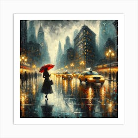 Rainy Night In New York City Art Print Art Print