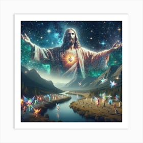 Jesus With Angels Art Print